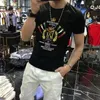 Men's T-shirt Embroidery Printing European 2022 Summer New Tide Brand Mercerized Cotton High-Quality O-Neck Top Youth Clothing White Black Blue M-4XL