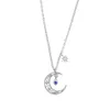 Mode meisje vrouwen sieraden 5a wit blauw cz verharde maan ster charme minimale delicate mooie kleine hanger meisje ketting