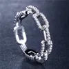 Creative Chain Ladies Zircon Ring for Women Silver-Plated Rose Gold Copper Rhinestone Ring Popular Wedding Jewelry329I