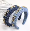 2020 Women Wide Jean Fabric Hair Bands Jewelry 9 Styles Fashion Creative Sponge Denim Headband Hair Hoop Headwear For Girls M25609877217