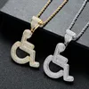 Ожерелья кулон Европейское и американское мужское Ожерелье, инвалидная коляска инвалидов подвеска, творческий циркон хип-хоп ювелирные изделия1
