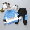 Spring Autumn Children Fashion Clothes Baby Boys Girls Letter T Shirt Pants 2Pcs/sets Kids Clothing Toddler Casual Tracksuit 211224