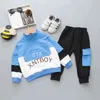 Wiosna Jesień Dzieci Moda Ubrania Baby Boys Dziewczyny List T Shirt Spodnie 2 sztuk / Zestawy Odzież dziecięca Toddler Casual Dressuit 211224