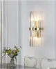Lámpara de luz de pared de cristal LED moderna, lámpara de decoración dorada para el hogar, accesorio de iluminación para dormitorio, aplique de pasillo