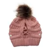Модный дизайн Высокое Качество Женщины Открытая Маска Вязаная Шляпа Петя Weave Зимний Сплит Шляпы Шляпы Шляпы