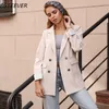 Casual Zweireiher Frauen Jacken Kerb Kragen Frühling Frauen Blazer Jacke Herbst Weibliche Oberbekleidung Elegante Damen Mantel 2020 LJ200825