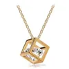 Exquisite 18K Gold Silver Plated Cubic Zirconial Crystal Cube Necklace for Women Girlfriend Ladies Bridal Wedding Jewelry Valentine's Day Gift Wholesale Price