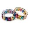 Iced Out Rainbow Ring Plaqué Or 18K Bling CZ Simulé Diamant Hip Hop Anneau pour Hommes et Femmes