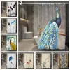 Peacock Printed Shower Curtains Waterproof Polyester Fabric 180x180 cm Grommet 1 Piece Hotel Bathroom Curtain Jinya Home Decors T200711