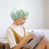 Nouveau bonnet de douche Double couche en Satin uni, imperméable, pour cuisine féminine, noir de fumée, doublé d'EVA, couvercle de pomme de douche pour salle de bain, bonnet de douche