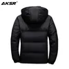 Aksr Mäns Vinter Down Jacket Coat White Duck Down Jackor med huva Tjock termisk Varm Outwear Puffy Jacket Doudoune Homme 201130