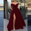 Off Ramię Satin Suknie Wieczorowe Długa Seksowna Seksowna Suknia Wieczorowa Elegancka Talia Prom Dress Robe de Soiree
