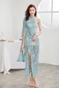 Women's Runway Designer Dresses Sexy One Shoulder Printed Split Front Elegant Fashion Long Dresses Vestido Party Prom