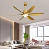 Ceiling Fans 56 Inch Modern LED Gold With Lights Large Amount Of Wind Living Room DC Fan Lamp Remote Control