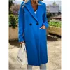 Kvinnor Woolen Blends Coats Fashion Trend Cardigan Button Lapel Coats Designer Vinter Kvinna Godisfärger Casual Loose Mid-Length Ytherwear