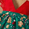 Baywell Noël né bébé fille vêtements dentelle à volants arbre de Noël imprimé combinaison bandeau 2 pièces tenues sans manches pour 0-18 mois 220211