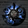 Vintage Vinyl Record Wall Clock with 7 LED Lighting The Nightmare Before Christmas LED Wall Clock Art Hanging Watch Home Decor Y200109
