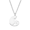 Cute Cat Mama Kitten Necklace Pendant Stainless Steel Mother's Day Gifts With Love Heart Silver Color Jewelry Family Gift