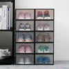 6pc Transparent storage boxes thickened dustproof shoes organizer box can be superimposed combination shoe cabinet Q1130