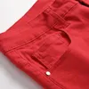 Jeans para hombres Moda para hombre Diseñado recto Slim Fit Pantalones de mezclilla Pantalones flacos ocasionales Rojo Amarillo Streetwear261Y