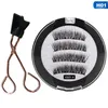 Fałszywe rzęsy 2 para 4 Magnetyczne naturalne z magnesami 3D / 6D Lashes Norek Eyelashe Magnet Lash + Eyelash Curler