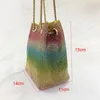 New Color water diamond Dinner Bag changing color bucket bag alloy chain drawstring diamond evening handbag women's Cosmetic Bags