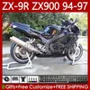 Kawasaki Tüm Siyah Ninja ZX-9R ZX 9R 94 900 CC ZX9 R ZX9R 94 95 96 97 Karoser 100NO.68 ZX900 900CC ZX-900 1994 1995 1996 1997 ZX900C 94-97 OEM Moto Vücut