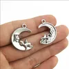 Lot 100 SZTUK Anioł Księżyc Antyczne Silver Charms Wisiorki DIY Biżuteria Ustalenia Dla Biżuterii Making Bransoletka Naszyjnik Kolczyki 23 * 19mm