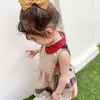 Niñas de verano Academia Academia Sin mangas Sin mangas Falda fruncida de alta calidad Cotton Baby Kids Big Plaid Vestido Niños Princesa Princesa Bebé Vestido