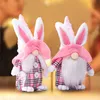 Bambola gnomo coniglio pasquale bambola nana coniglietto senza volto regalo per la fidanzata amanti dei bambini vestiti reticolari rosa decorazione della casa nana coniglio