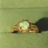 14K Rose Gold Opel sieraden Ring voor vrouwen bijoux femme anillos Edelsteen bague Bizuteria peridot fijne jewely bague homme 14K ring Y9061700