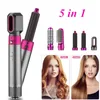 Professionele haardroger haar blower borstel elektrische föhn föhn hairdryer styler 5 in 1 hete lucht borstel curler curling ijzer