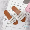 2022 leather women lady girl outsole Summer gold-tone Circle buckle accessory Lock It flat mule Slides Slipper Thong Sandal Shoes