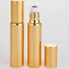 10 ml roll op glazen fles zwart goud zilver geur etherische olie parfumflessen met metalen roller bal DHL gratis verzending