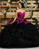 Dos piezas negro cariño Quinceañera vestidos vestido de bola apliques dulce 16 vestidos vestido de 15 anos vestido para 15 anos
