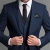 Navy Blue Formal Wedding Tuxedo for Gentleman Prom Suit Slim Fit 3 Piece Boyfriend Men Fashion Suits Set Blazer Vest with Pants 201027