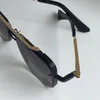 Men Square Sunglasses 121 Black Yellow Gold Frame Gray Gradient Lens Sun Glasses Shades with Box