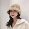 Stingy Brim Hats Fashion Winter Hat for Women Knitting Wool Bucket Warm Caps Dome Panama Black White Vintage Fisherman 2201051840728