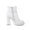 Hot Sale-Women Chunky High Heel Ankle Boots Fashion Platform Side Zipper Fall Winter Short Boots Shoes 2019 White Black Apricot Dropship