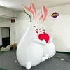 Ground Inflatable Balloon Rabbit Inflatables Balloon Mascot With Blower and LED Strip For Nightclub Stage Event Decoration