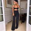 Women's Pants Capris Toplook Neon Wide Leg Pants Summer Women High Waist Streetwear Festival Trousers Loose Black Clothes Office Ladies Belt 020723H