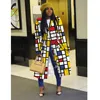 Women's Trench Coats Top Elegant Double Breasted Lapel Fashion Plaid Printing Long Sleeve Fall Winter Windbreaker Coat