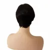 Perucas curtas de cabelo humano para mulheres negras retas bob pixie corte máquina completa feita nenhuma peruca dianteira de renda com franja