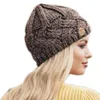 Beanie Skull Caps Fashion European Women Hat 2021 Winter Hats for Beanie Pure-Color Curled grov ullmössa uppvärmning stickade mössa241t