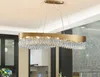 Lustres modernes éclairage-lampe suspendue en or pour îlot de cuisine lustre en cristal de luxe lumières lampe à fil de suspension rectangle