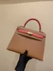 Birkinbag Quality Casque le plus haut sac BIRKINBAGCUSTUMISE Half Half Handmade Brand Bag25 cm Brun avec des couleurs roses