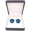 Pearl Luksusowe mankiety Linki Circle Blue Crystal Fourcolor ze stali nierdzewnej Men Business Kombinet francuskie koszule spinki do mankietów Styl