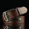 Mens Cintos Denim Casual Cinto Coreano Córrego Oco Rivet Punk Belt Antique Pin Buckle Fashion Calças