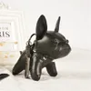 Fransk Bulldog Bag Hänge Bil Nyckelring Läder Handväska Ryggsäck Hund Bil Nyckelringar Par Present Docka Ornament 19 färger