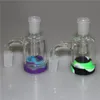 Pipes en verre narguilé Ash Catcher 14mm 18mm avec pot de silicone de 7 ml Cendrier en verre Fumer Pipe à eau bong dab rig